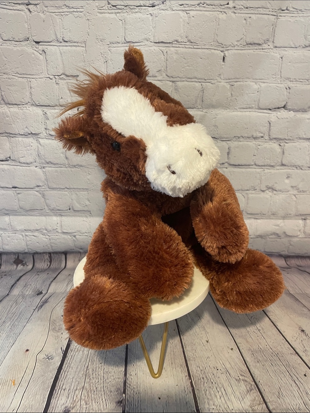 Aurora Plush Brown & White Horse Decorative Accent